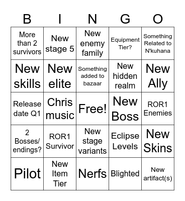 ROR2 DLC 2 Bingo Card