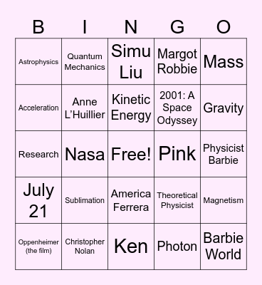 Barbenheimer Bingo Card
