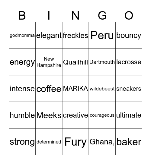 Ewe Party Bingo Card