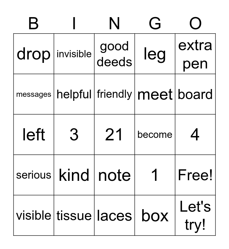 Unit 3 Bingo Card