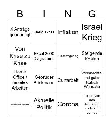 Betriebsversammlung Bingo Card