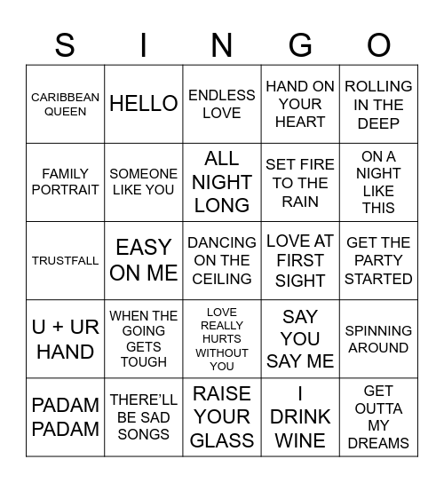 867 DEE’S FAVOURITES MIX Bingo Card