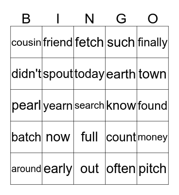 Phonics Fun! Bingo Card