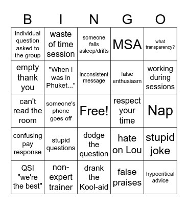 PD Edition Bingo Card