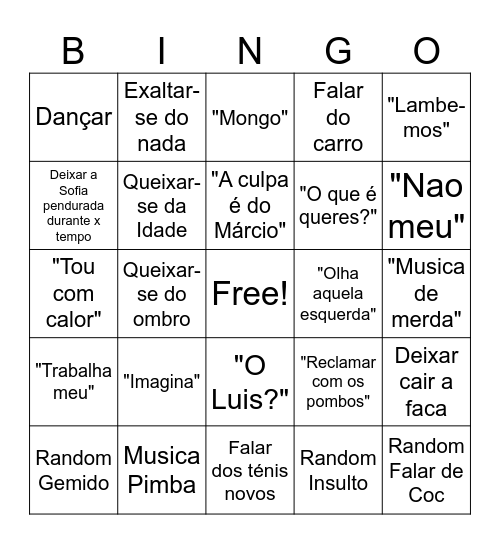 Neves Bingo Card