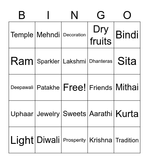 Diwali Tambola Bingo Card