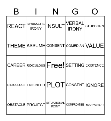 Vocabulary Bingo Card