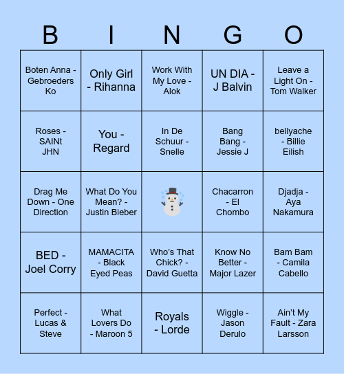 Muziekbingo Card
