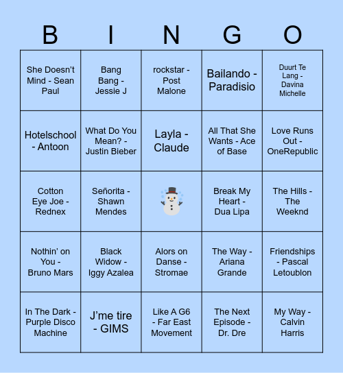 Muziekbingo Card