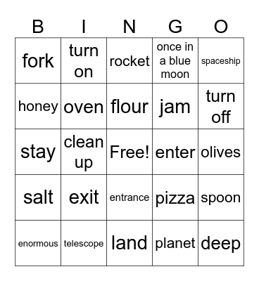 VOCABULARY 4TH TERM Bingo Card