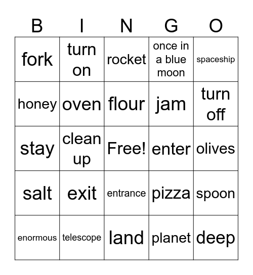 VOCABULARY 4TH TERM Bingo Card