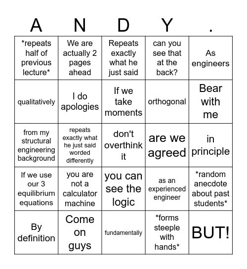 Tyas Bingo Card