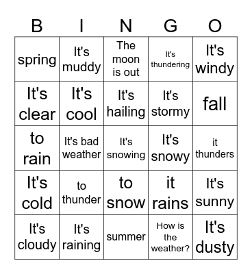 El Tiempo y Las Estaciones Bingo Card