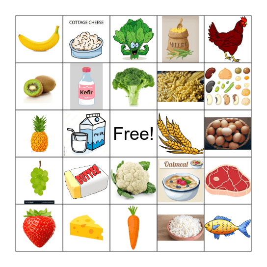 Healthy Nutrition Bingo Card