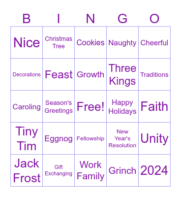 Holiday Bingo Card
