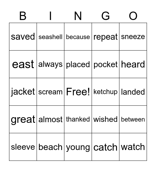 Unit 9 Bingo Card