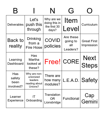 Onboarding Bingo! Bingo Card