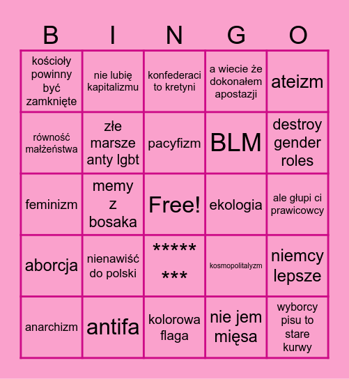 Polska Lewica Bingo Card