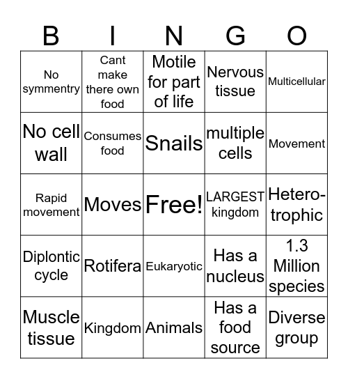 Animalia  Bingo Card