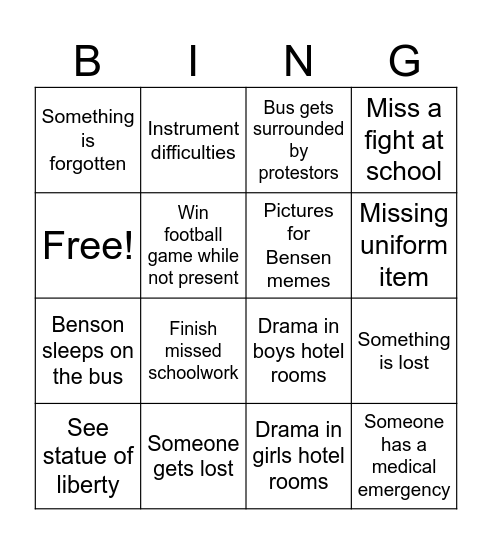 NYC Bingo Card