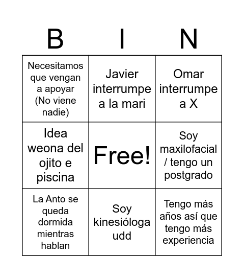 Bingo UdALBA!! Bingo Card