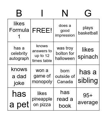 HUMAN BING-O Bingo Card