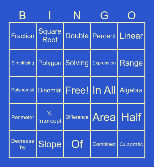 Math Bingo Card