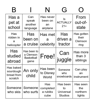 Icebreaker Bingo Card