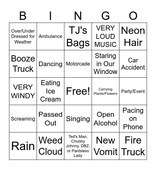 14th Street Bingo Card