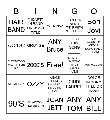 102.5 Radio STATION Bingo Card