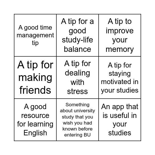 Sharing session Bingo Card