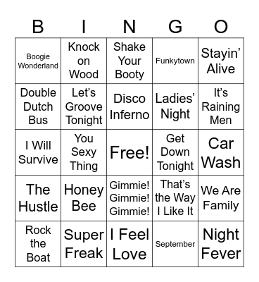3. Disco Songs (Reg) Bingo Card