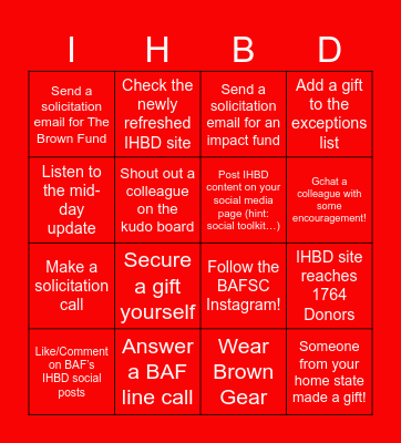 BAF Loves Brown! IHBD 2023! Bingo Card