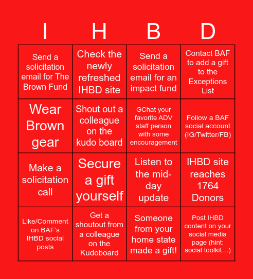 ADV Loves Brown! IHBD 2023! Bingo Card