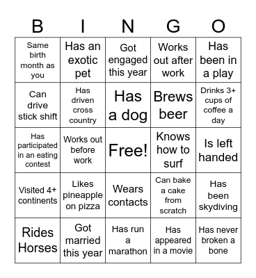 Coffee Time Bingo Card