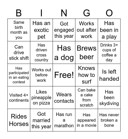 Coffee Time Bingo Card