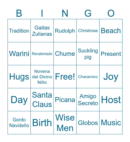 GAPsters Xmas Fest Bingo Card