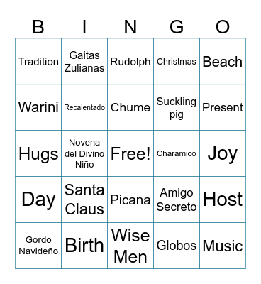 GAPsters Xmas Fest Bingo Card