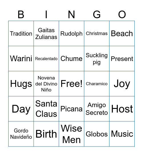 GAPsters Xmas Fest Bingo Card
