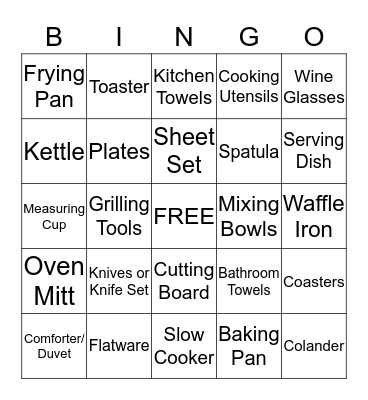 BRIDAL BINGO Card