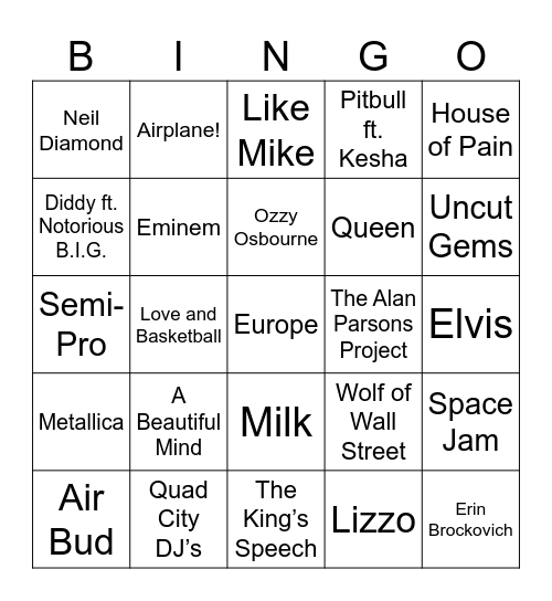 Biopics & Basketball Bingo Card