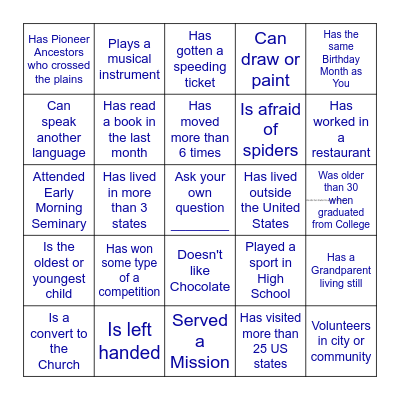 Find Someone Who Bingo Card