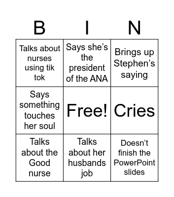 Foley Bingo Card