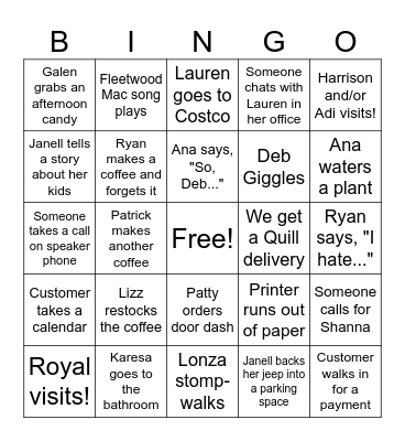 Office Bingo Card