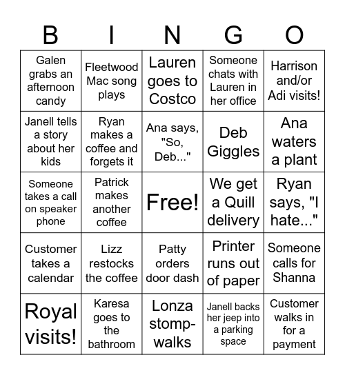 Office Bingo Card