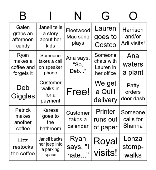 Office Bingo Card