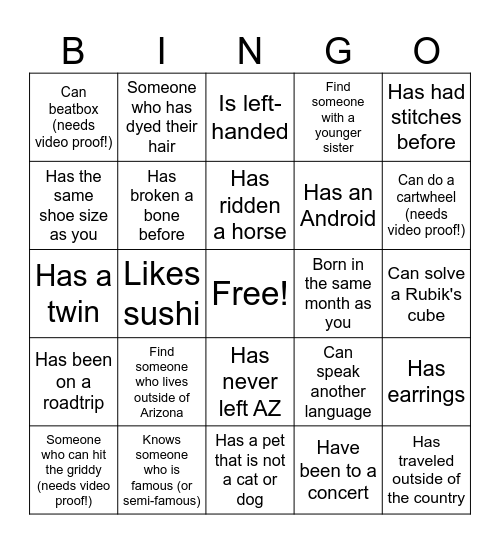 Southwest Prevention Fest Bingo Card