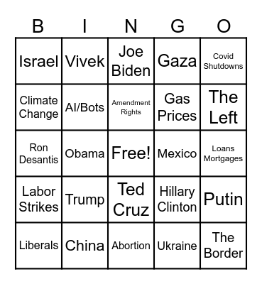 Say What? Bingo Card