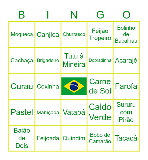 Brazilian Dishes Bingo Card