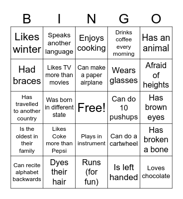 GDS Bingo: Get to know you! Bingo Card